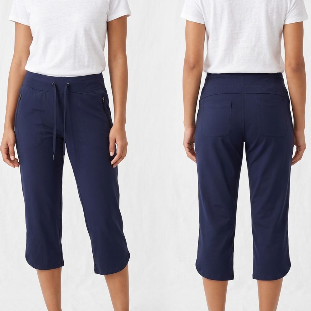 Tek Gear On th Go Gear Medium Navy Blue Cropped Pants Polyester Spandex